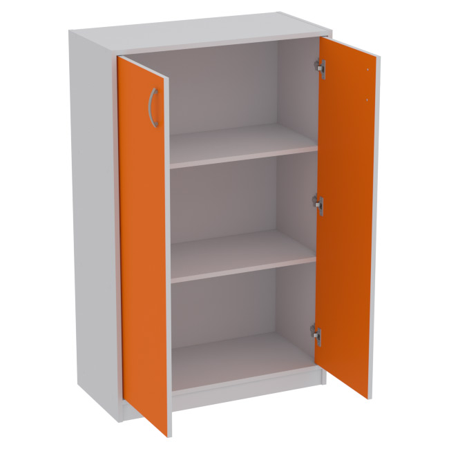 Офисный шкаф СБ-60+ДВ-60 цвет Серый+Оранж 77/37/123 см