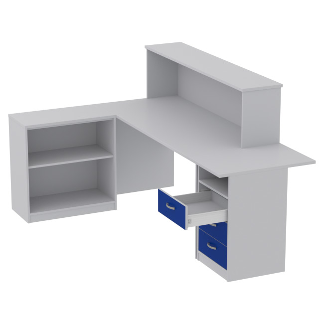 Комплект офисной мебели КП-12 цвет Серый+Синий