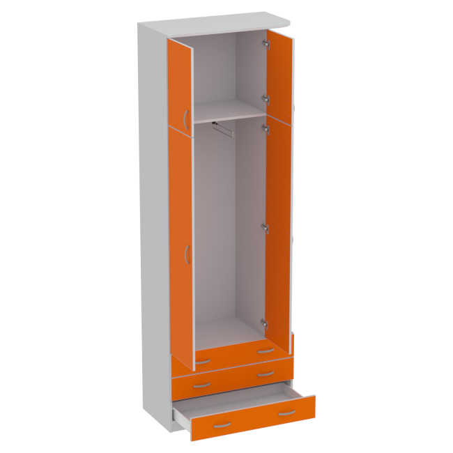 Шкаф для одежды ШО-45 цвет Серый+Оранж 89/45/260 см