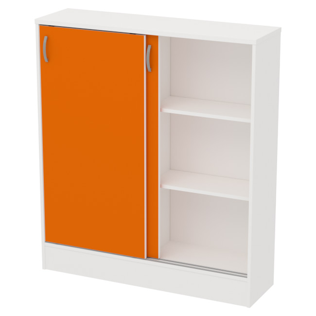 Офисный шкаф СДР-106 цвет Белый+Оранж 106/30/120 см