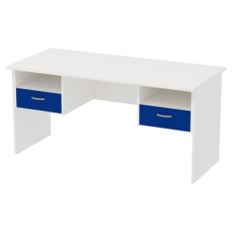 Офисный стол СТ+2Т-10 цвет Белый+Синий 160/73/76 см